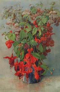 Fuchsia en Leeuwenbek in een vaas door William Jordan